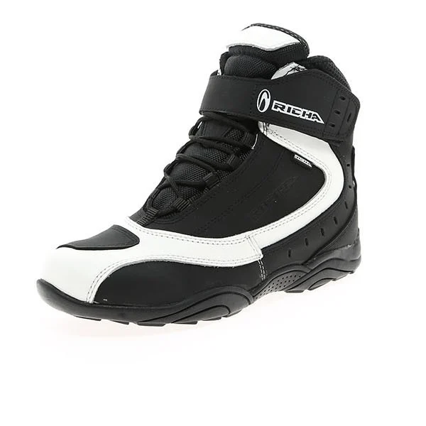 Richa_Slick_Waterproof_Boots-Black-White_front_left_quarter_95933