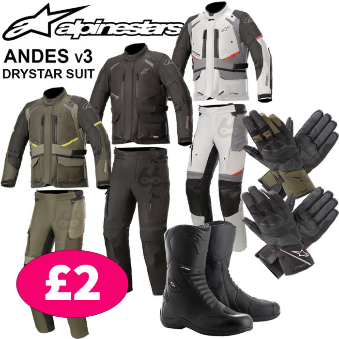 Alpinestars Andes V3 Drystar Full Kit Package Jacket, Trousers, Gloves & Boots