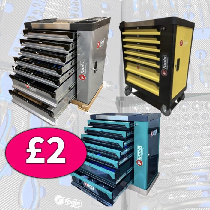 F-Tools 429 Pcs Tool Chest - Green, Silver or Yellow - ONLY £2