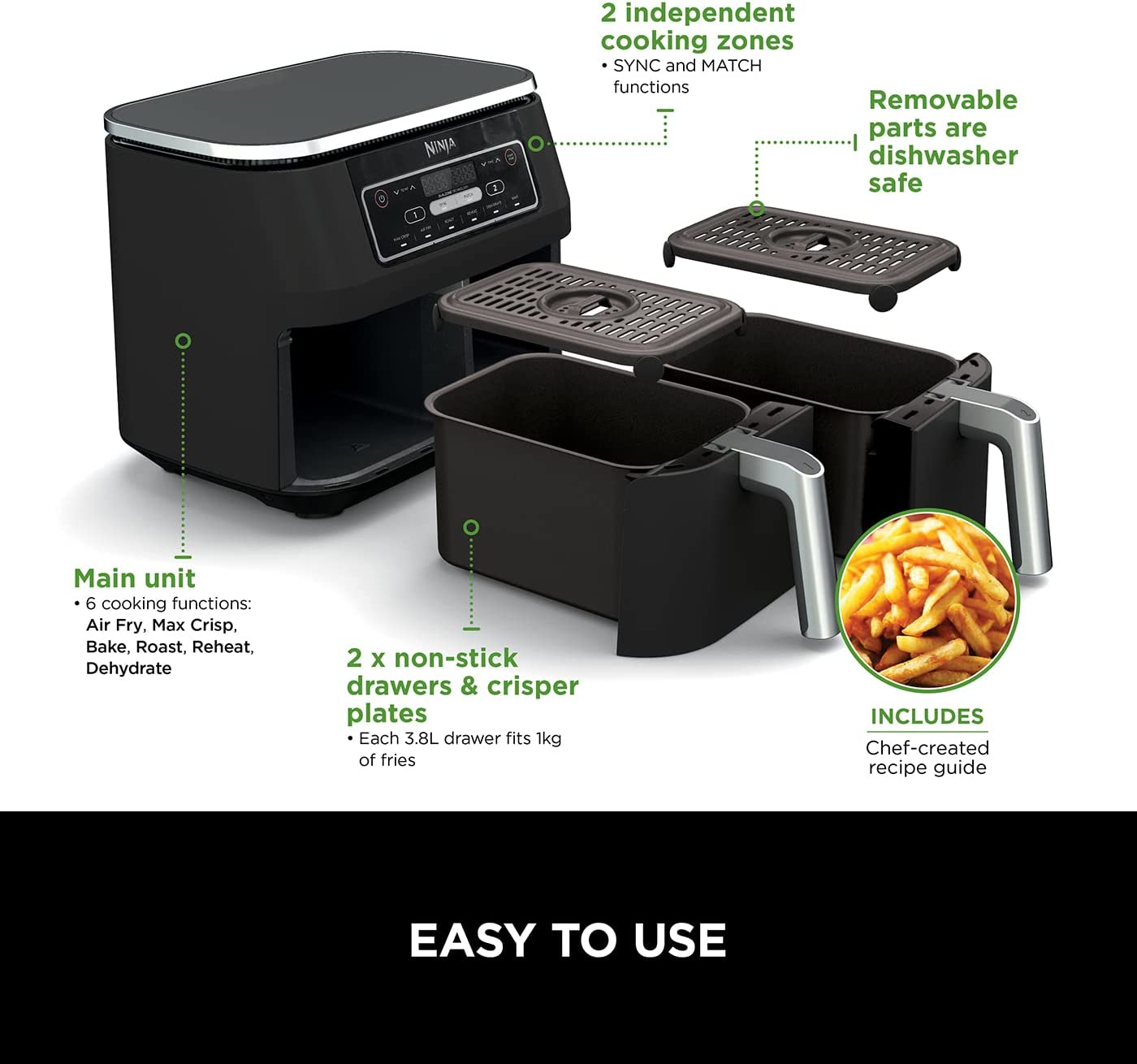 ⚡️Ninja Foodi Dual Zone 7.6 Litre Air Fryer – 2 Day Flash Comp Just 89p ⚡️ - Image 4