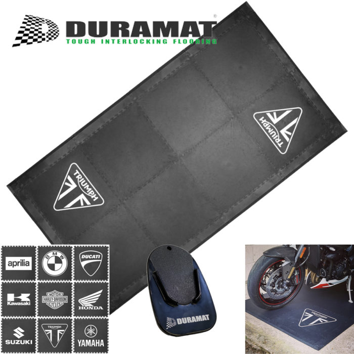 DuraTile Motorcycle Floor Mats (8 Pack) + Stand Puck - Logo Choice