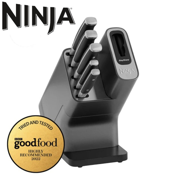 Ninja Foodi StaySharp Knife Block with Integrated Sharpener – 5-Piece Set