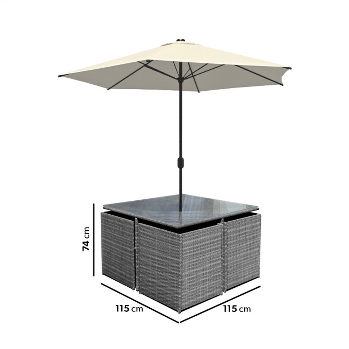 8 Seater Rattan Cube Garden Dining Set – Parasol Included - Image 6