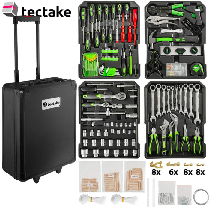Tectake 898 Piece Tool Box On Wheels