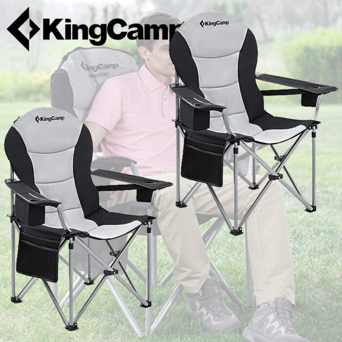 A Pair Of King Camp XL Heavy Duty Camping Chairs With Lumbar Back Support