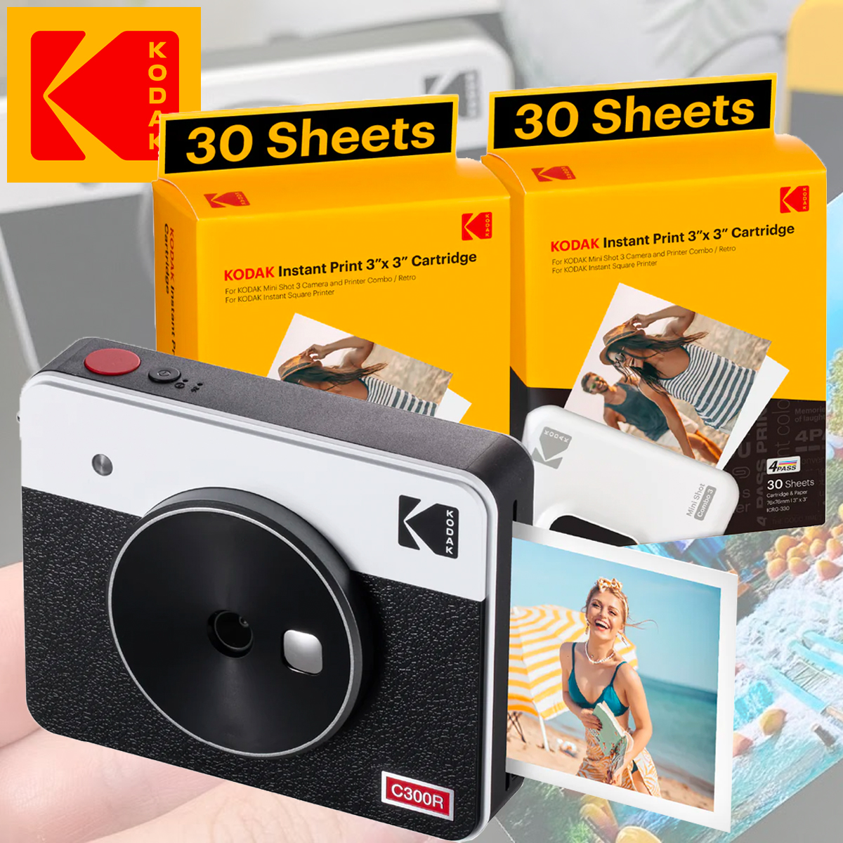 KODAK Mini Shot 3 Retro 2-in-1 Instant Camera and Photo Printer - Apex 66