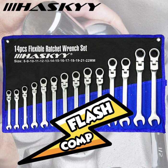 ⚡️ HASKYY Flex-Head Ratchet Spanner Set 2 Day Flash Comp For Just 79p⚡️