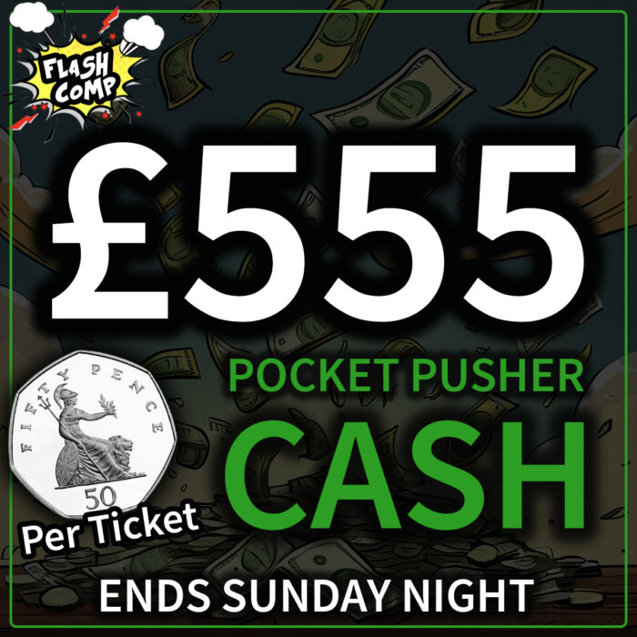 ⚡️£555  Pocket Pusher For 50p - Drawn Sunday 03rd December ⚡️