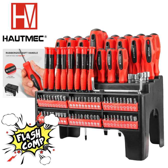 ⚡️HAUTMEC 100-Piece Magnetic Screwdriver & Bit Set - Flash Comp Just 79p ⚡️