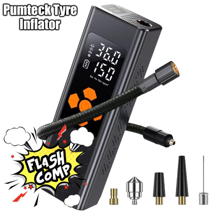 ⚡Pumteck Tyre Inflator Portable Air Compressor -  Flash Comp for Just 69p⚡