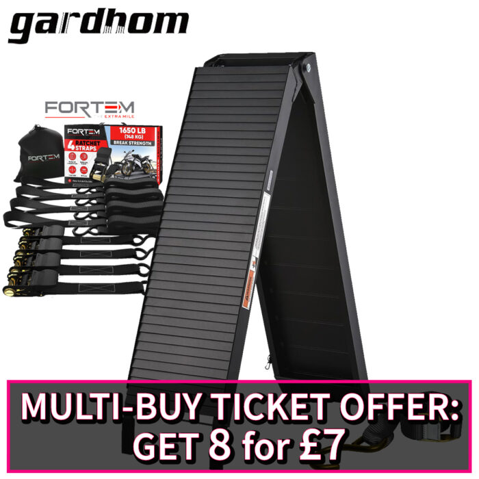 Anti Slip Loading Ramp + Fortem Ratchet Tie Down Securing Straps