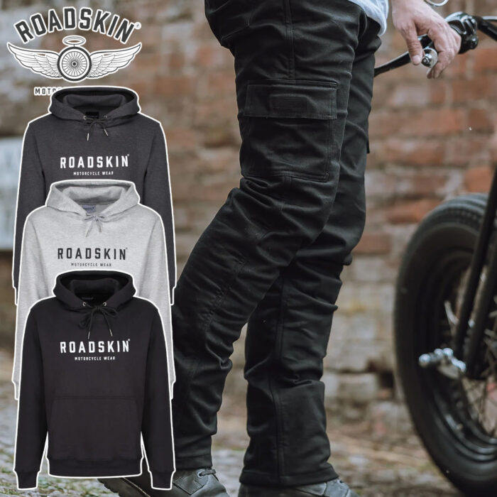 Roadskin Cargo Motorcycle Trousers + Motorcycle Hoodie - Colour Choice On Hoodie