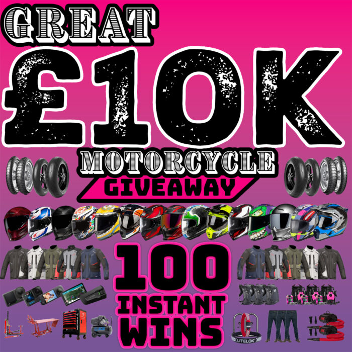 🏍️ The Great £10K Motorcycle Giveaway - 100 Instant Wins - Bike Gear Galore & Cash Alts on All