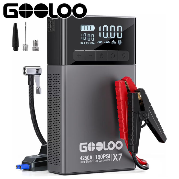 ⚡️Gooloo Jump Starter & Air Compressor - 160PSI Inflator & 12v Battery Booster⚡️