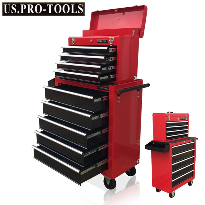 US Pro Tools Red & Black 9 Drawer Tool Chest