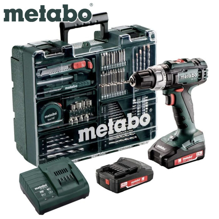 Metabo Drill, Battery, Charger & 70 Piece Drill Piece Kit