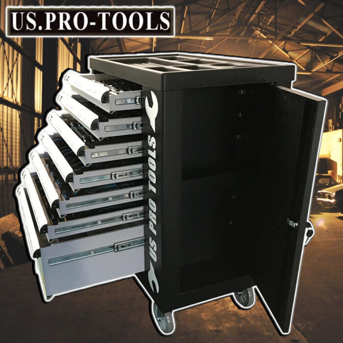 US Pro Tools 7 Drawer Cabinet with 250 Piece Tool Chest