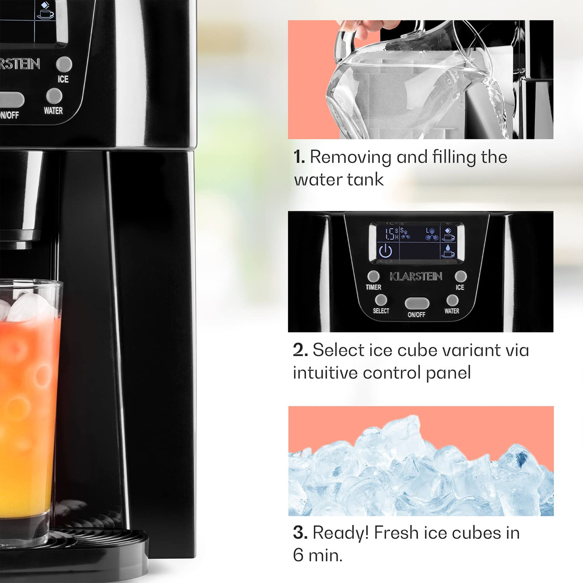 Klarstein Ice Volacano – Colour Choice – Ice Cubes & Super Cold Water - Image 6