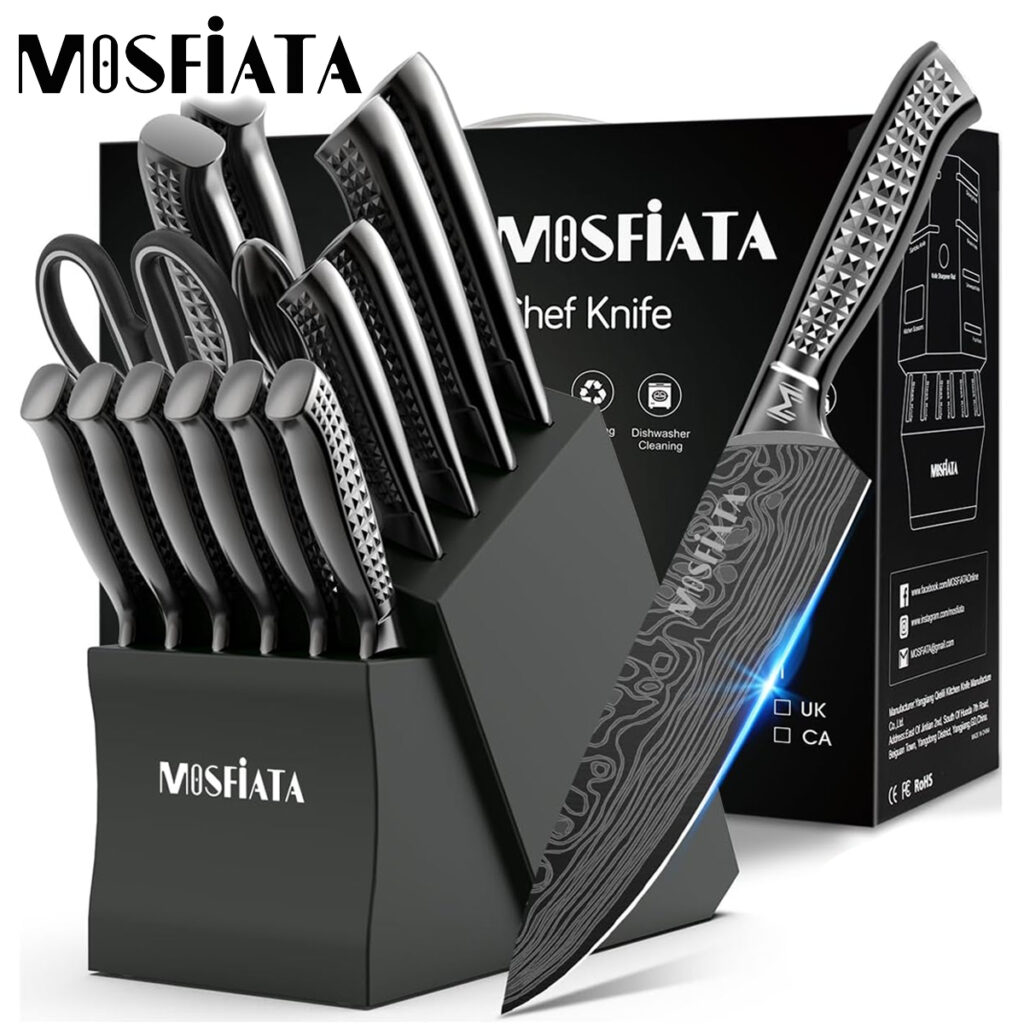 Mosfiata Chef’s 17 Piece High Carbon Stainless Steel Knife Set