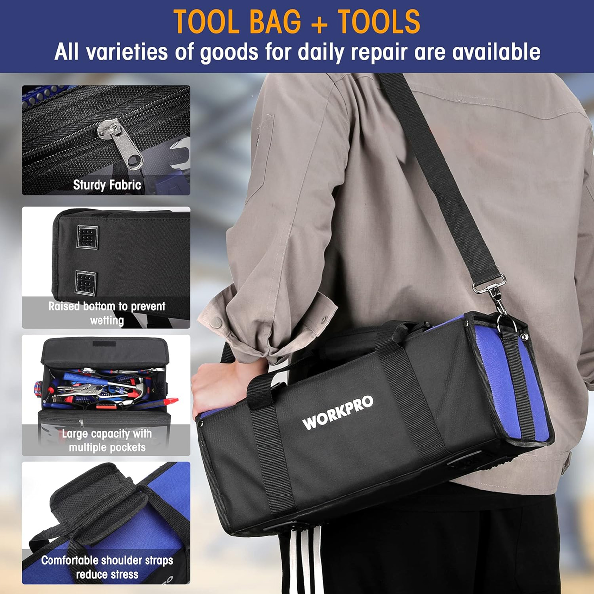 WORKPRO 156 Piece Tools Kit for Home Repair With Tool Bag - Image 6