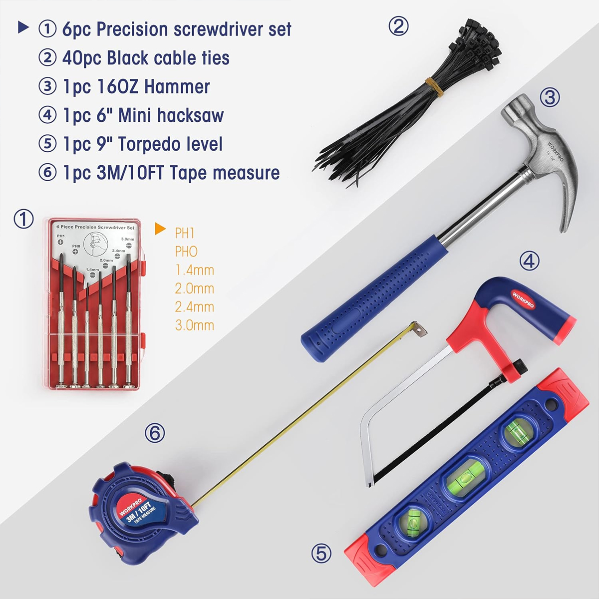 WORKPRO 156 Piece Tools Kit for Home Repair With Tool Bag - Image 5