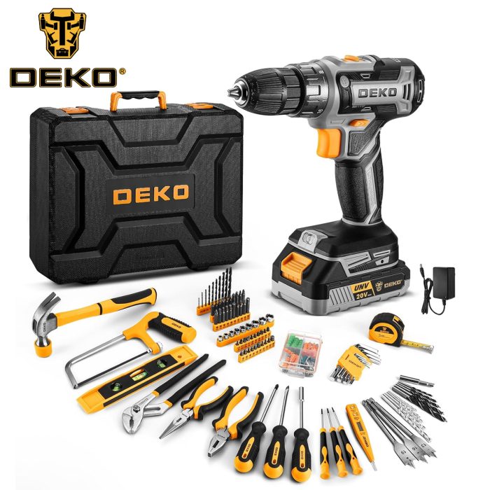 Cordless Drill Tool Kit Set: DEKO 20V Power Drill Tool Box - Colour Choice