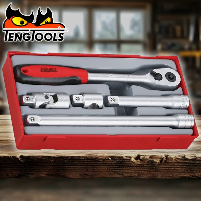 Teng Tools 5 Piece 1/2" Drive Ratchet & Accessories Set