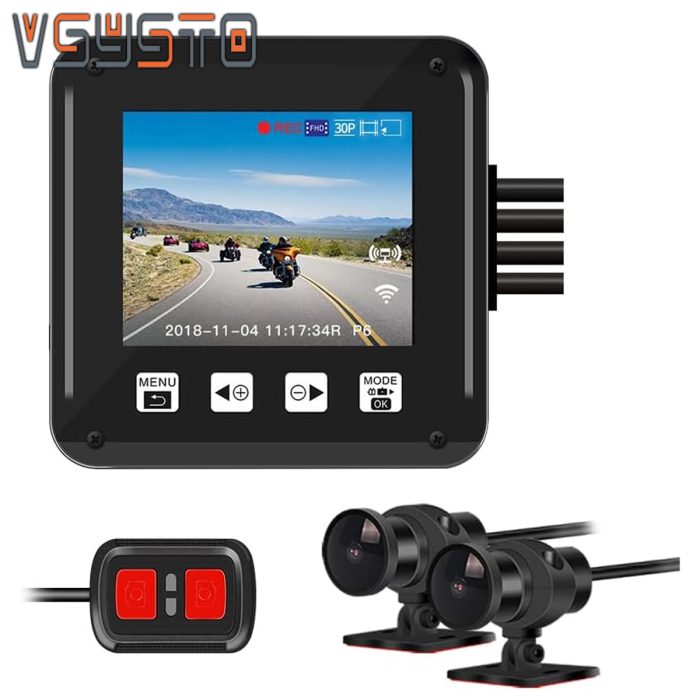 VSYSTO - Front & Rear Motorcycle Dash Cam with Night Vision