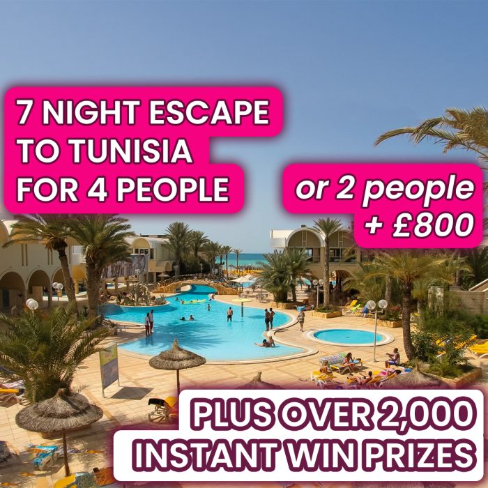 ✈️🌍 7 Nights in Tunisia + 2,000 Instant Wins (1 in 3 wins)
