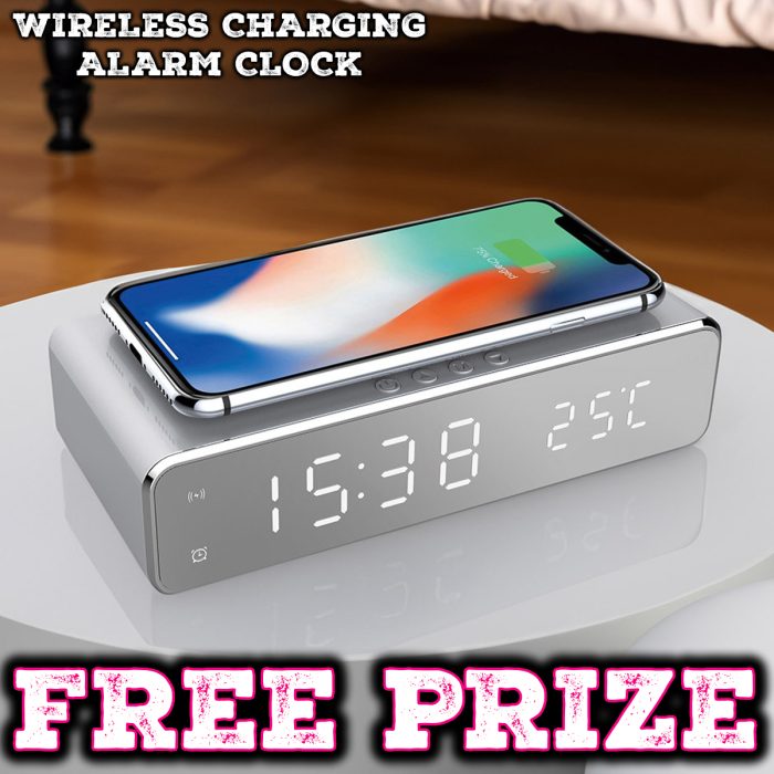 FREE To Enter Competition - Wireless Charging Silver Alarm Clock