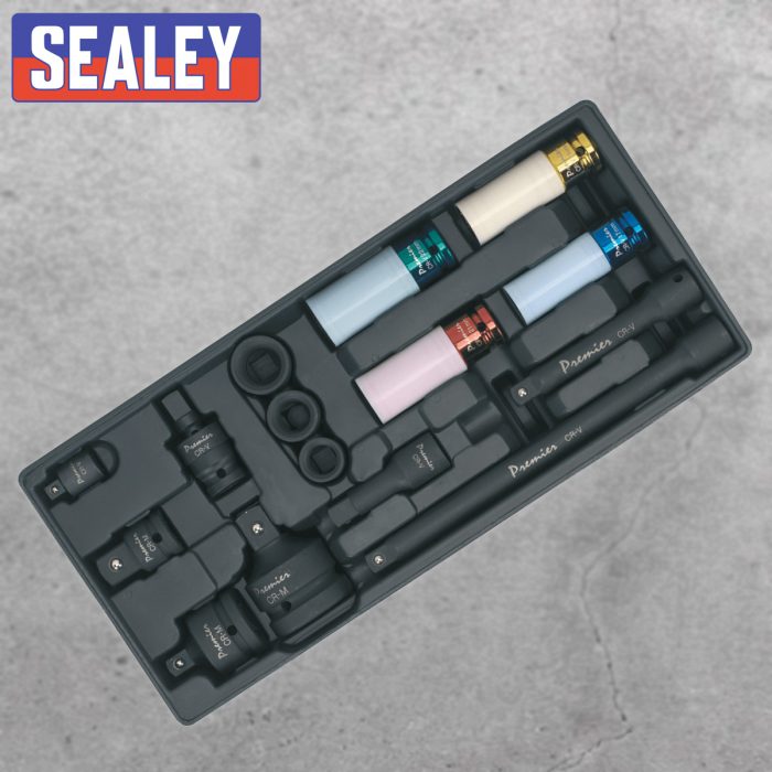 Sealey Tool Tray with Impact Socket & Adaptor Set 15pc Metric
