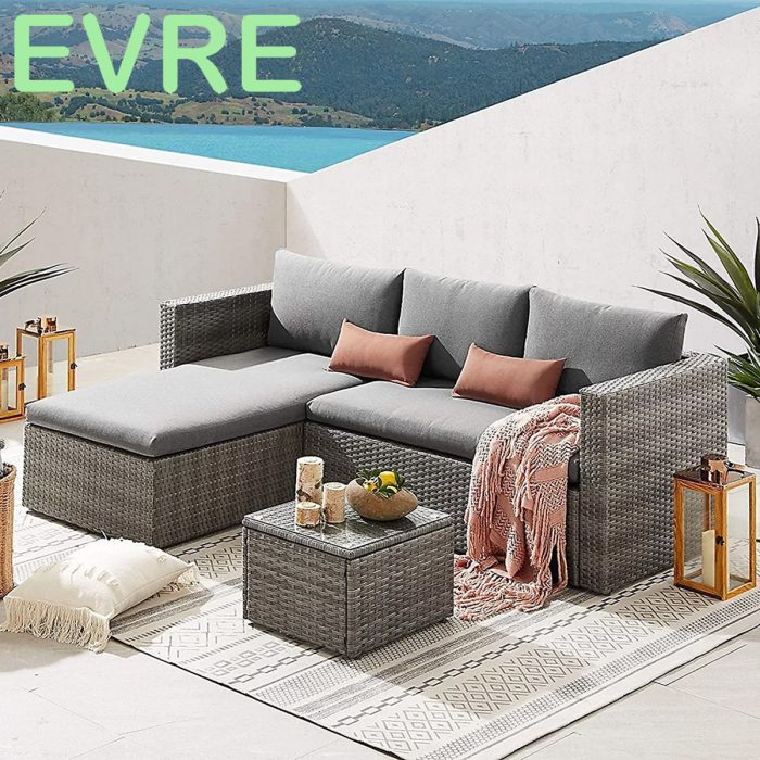 EVRE Grey Malibu Rattan 3 Seater Garden Furniture Set & Cover