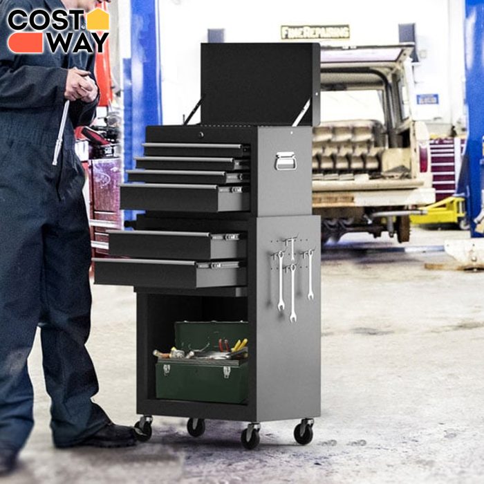 Costway 6 Drawer Black Detachable Tool Storage Cabinet
