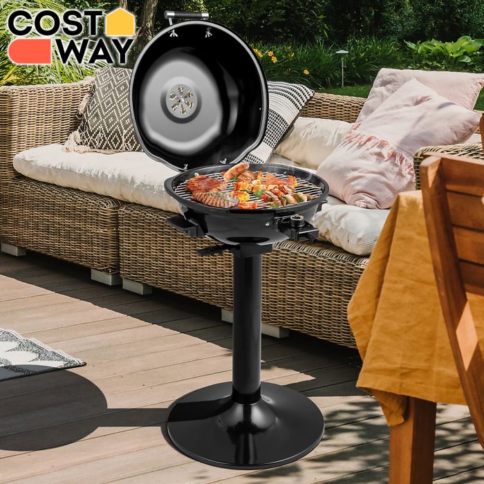 Costway Electric Portable Standing BBQ Grill with Removable Grilling Rack