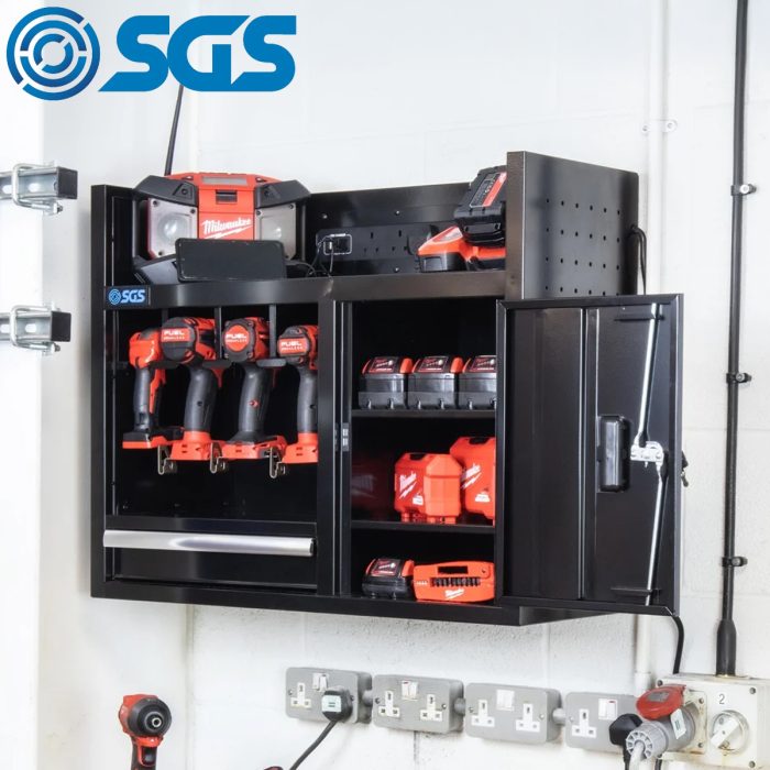 SGS 30in Wall Mounted Power Tool Storage Rack and Charging Station