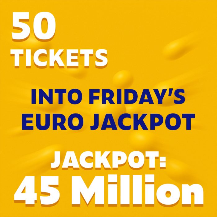 50 Tickets for Friday's Euro Jackpot - £10 Entry