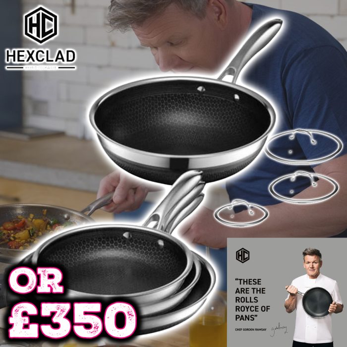 Hexclad 7 Piece Hybrid Cookware Set With Lids & Wok
