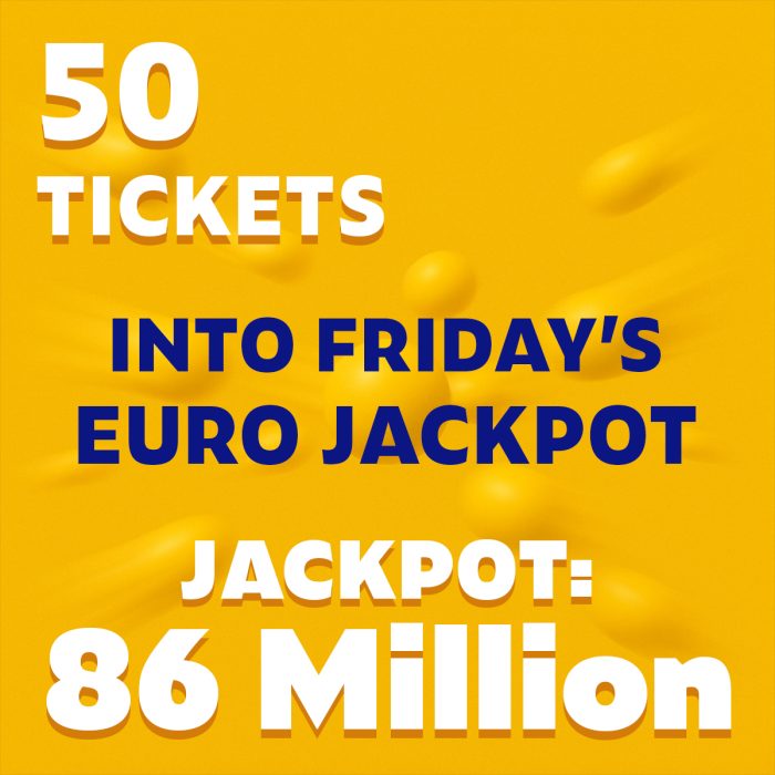 50 Tickets for Friday's Euro Jackpot - £10 Entry