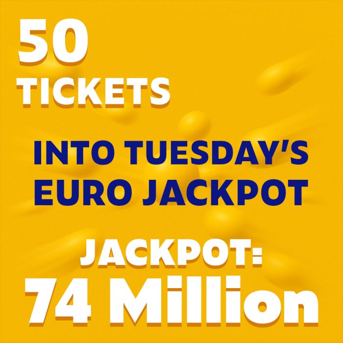 50 Tickets for Friday's Euro Jackpot - £10 Entry