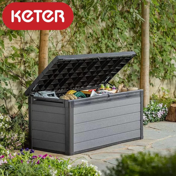 Keter Cortina 570L Outdoor Storage Deck Box Lockable Resin Chest
