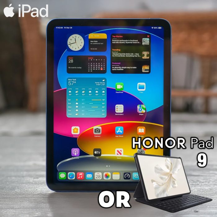 Apple iPad 11 or Honor Pad 9 Tablet with Keyboard