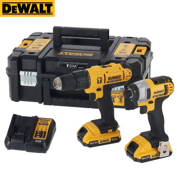 DeWalt 18V Li-ion XR Brushed Cordless Combi Drill & Impact Driver (2 x 2Ah)