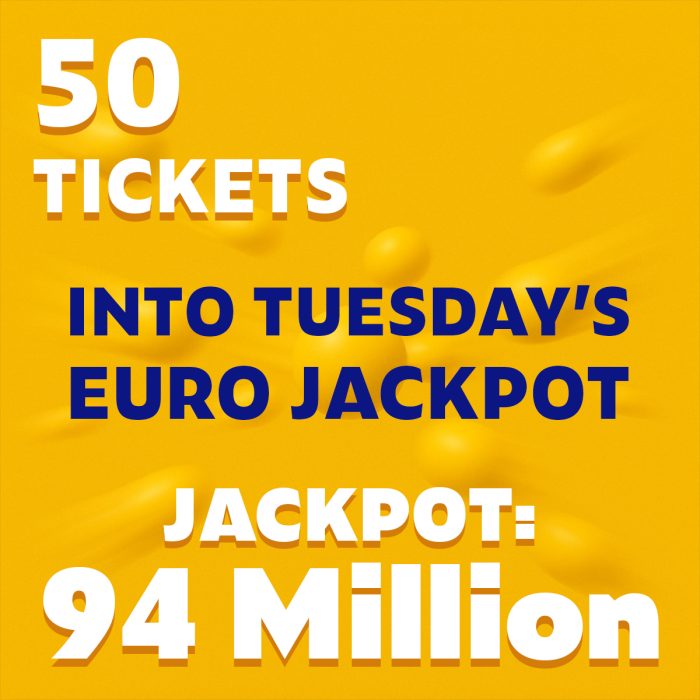 50 Tickets for Tuesday's Euro Jackpot - £5 Entry