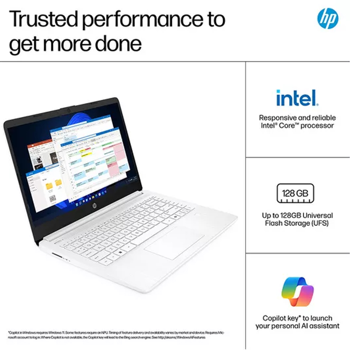 HP Intel N150 14″ Laptop – 128 GB – White - Image 5