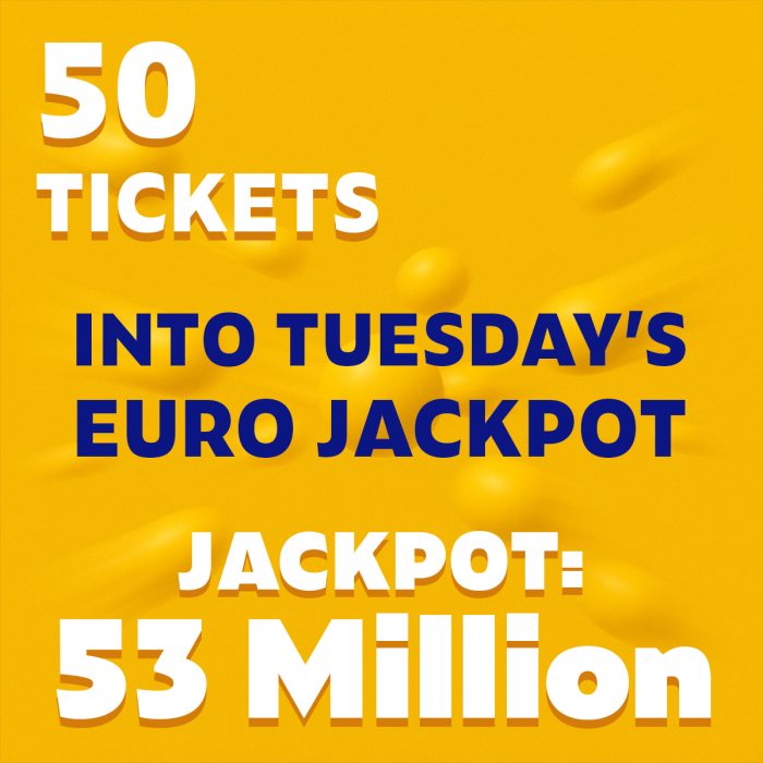 50 Tickets for Friday's Euro Jackpot - £10 Entry