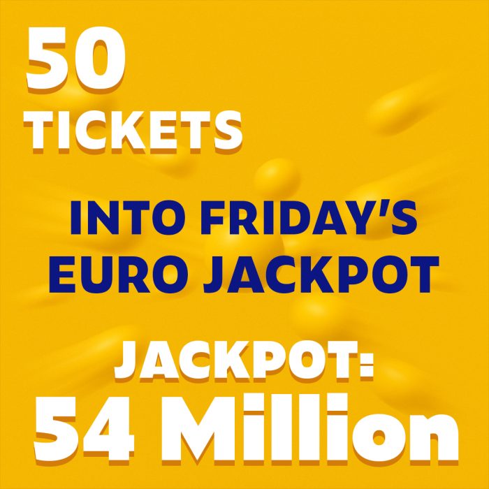 50 Tickets for Friday's Euro Jackpot - £10 Entry