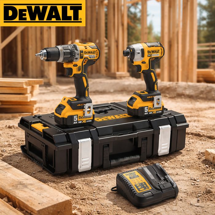 DeWalt 18V XR Brushless Combi Drill & Impact Driver Twin Kit with Batteries