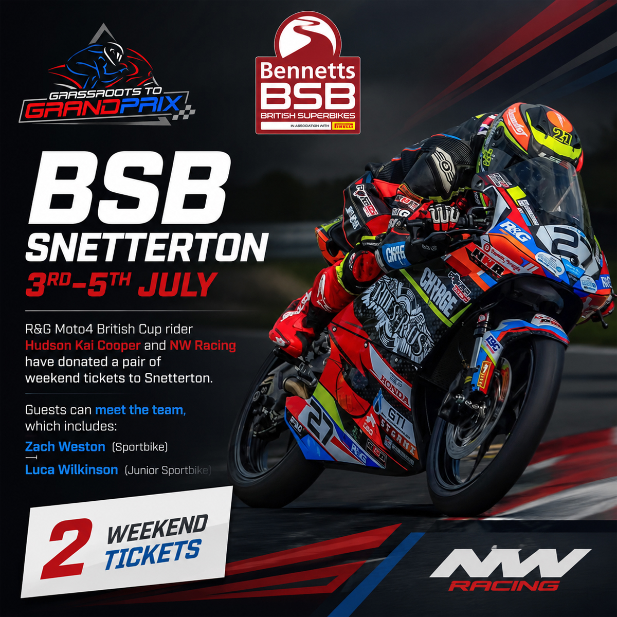 BSB Snetterton 3rd-5th July – 2 Weekend Tickets Grassroots Fund ...