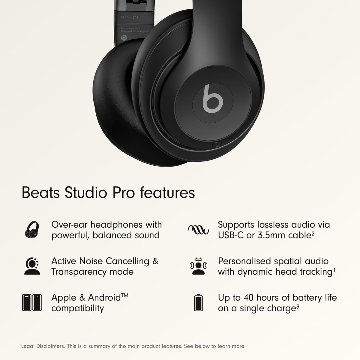 Beats Studio Pro – Wireless Bluetooth Noise Cancelling Headphones – Black - Image 7