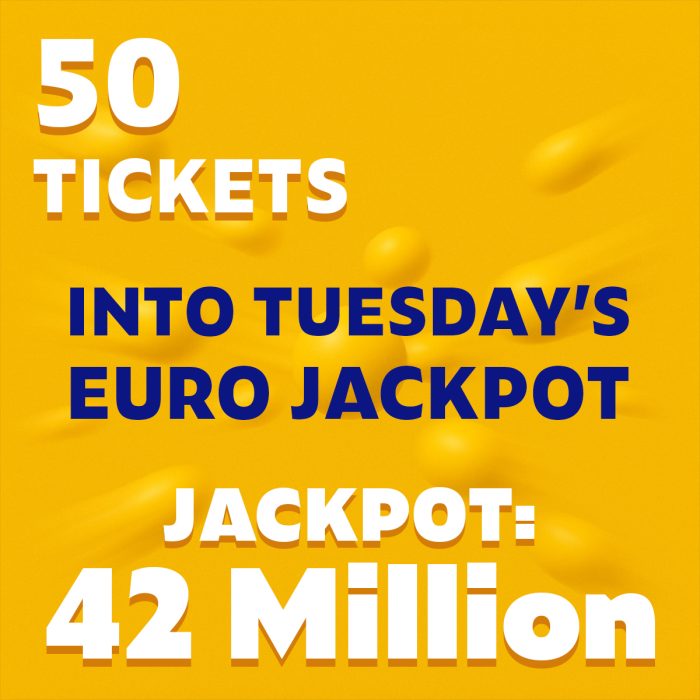 50 Tickets for Tuesday's Euro Jackpot - £10 Entry
